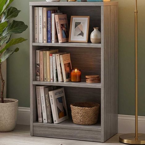 Bibliothèque Spacio 55cm à 2 tablettes - chêne gris (1/5)