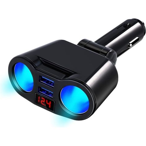 Adaptateur Voiture Allume-Cigare,Voiture Adaptateur Répartiteur Allume-Cigare, Double Chargeur USB, 2 Prises 12V/24V 60W,Prise USB Allume Cigare pour GPS/Dash Cam/Téléphone/Caméra (1/5)