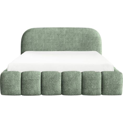 MARGOT - Lit coffre tissu texturé 160x200cm Vert (1/5)