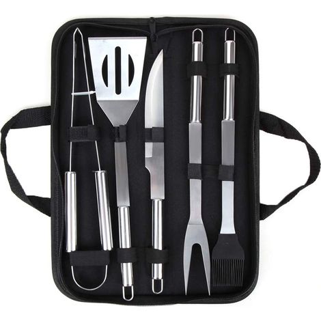 Grillbesteck-Set, Aluminiumkoffer, professionelles Grillzubehör, perfektes freistehendes Grillbesteck-Set für Männer, Vater, Geburtstagsgeschenk (5-teilig) (1/5)