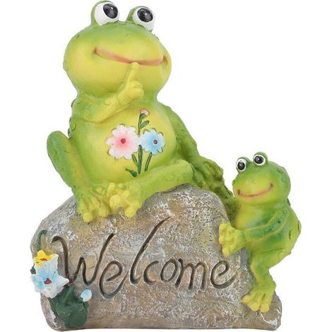 Figurine en pierre assise en forme d'animal, décoration de jardin, pelouse, ornements en résine, grenouille mignonne et vive, environnement intérieur