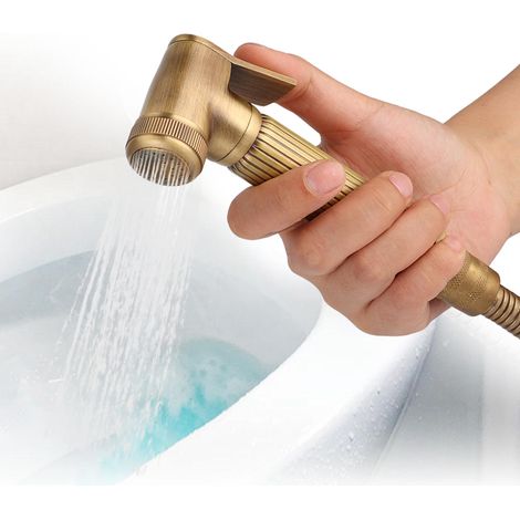 Vintage Messing Handbrause-Set mit Brausekopf, Halterung und Schlauch – Badezimmerzubehör (1/5)