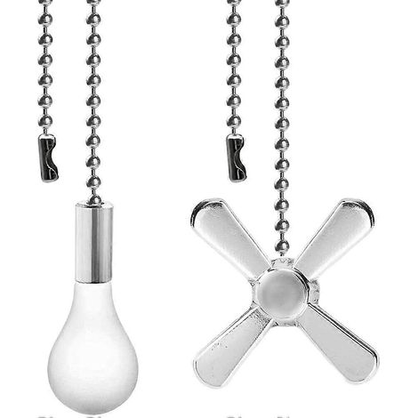 Set Deckenventilatorketten – 34,5 cm (13,6 Zoll), Kupfer, Ventilator- und Glühbirnen-Design, 2 silberne Teile (1/5)