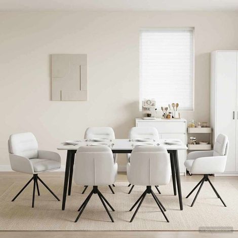 vidaXL Chaises de salle à manger pivotantes 6 pcs Simili cuir Blanc (1/5)