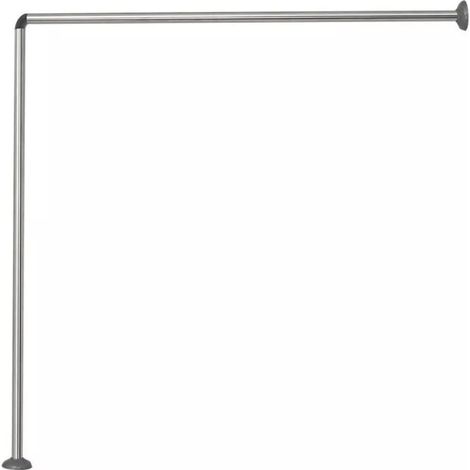 TRADE SHOP - Bastone Per Tenda Doccia Universale Angolare A L Con Aste 90x90 Cm Argento 79520 -