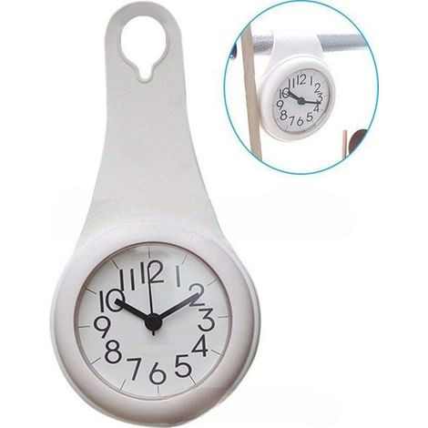 Réveil silencieux pour salle de bain – Ventouse – Mini réveil créatif – Blanc (1/5)