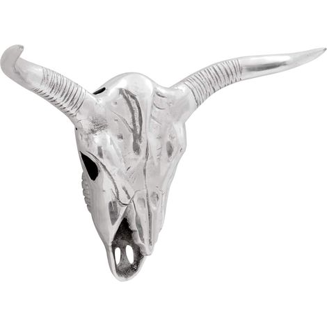 Bullen Schädel Silber 49 x 10 x 36 cm Aluminium