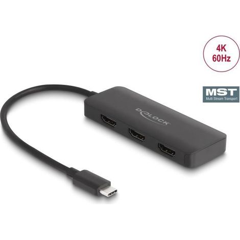 delock 88040 Splitter USB Type-C Nero 3 Ports HDMI