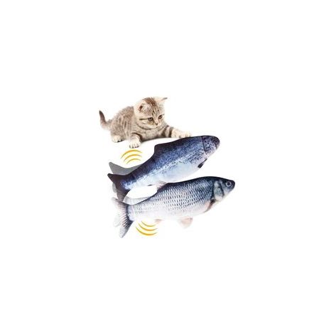 Lot de 2 poissons électroniques réalistes, jouet rechargeable USB pour chat – (1/5)