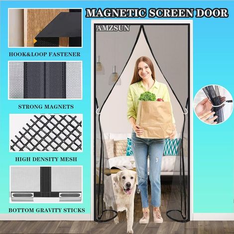 Magnetisches Moskitonetz für Türen, 110 x 220 cm, schwarzer Insektenschutzvorhang mit automatischem Schließmechanismus für Flure, Terrassentüren und gegen Mücken (1/4)