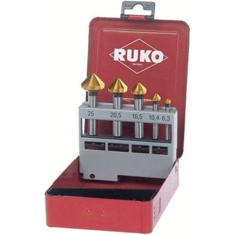 ruko-102154a-juego de 5 avellanadores cónicos din 335 forma c 90xb0 hss para aluminio