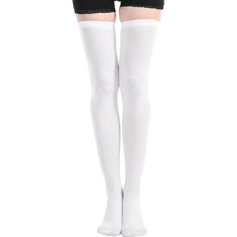 Bas de contention médical blancs anti-thrombose, chaussettes de maintien prévention varices sans glissement (Taille L)