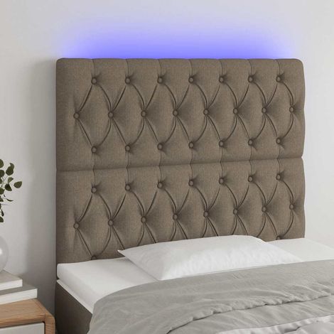 Tête de lit LED taupe en tissu, hauteur réglable, 100 x 7 x 118/128 cm - PANGIVO (1/5)