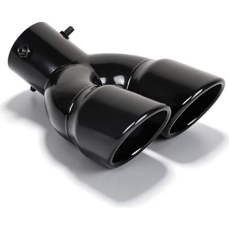 Embout d'Échappement Double Sortie Inox 63 mm, Noir Brillant (1/5)