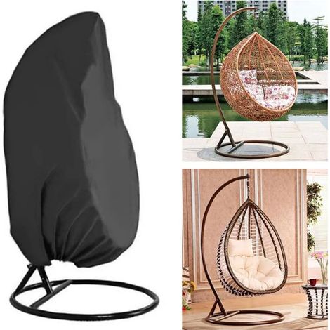 Housse pour fauteuil suspendu de patio – Housse de protection pour fauteuil œuf d'extérieur, imperméable, anti-poussière, durable, noire, taille S (115  190 cm) (1/5)