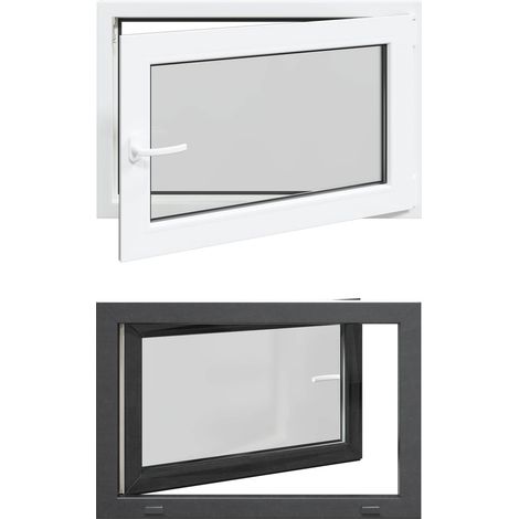 Basement Window RISOR 90 x 50 cm PVC and Glass Anthracite vidaXL