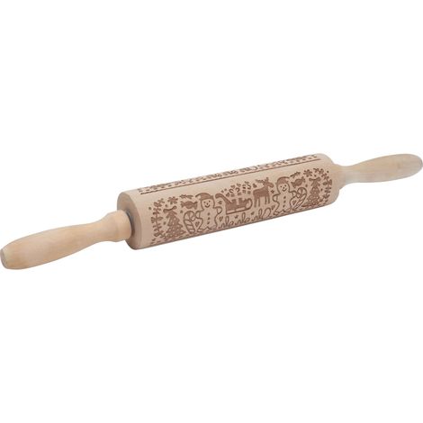Rouleau à Pâtisserie en Bois avec Motif de Noël pour Pizza, Biscuits et Pâtisseries (1/5)