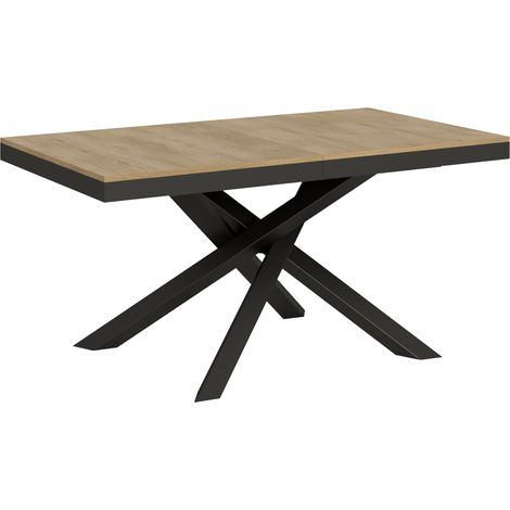 Table extensible design pieds entrelacés anthracite Artemis evolution 160 à 420 cm-Naturel-160 à 420 cm