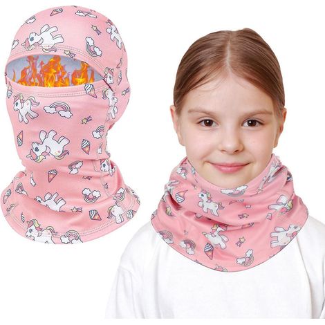 Kinder Sturmhaube Winter Pink Einhorn, Fleece Warm Skimaske für 4-10 Jahre (1/5)