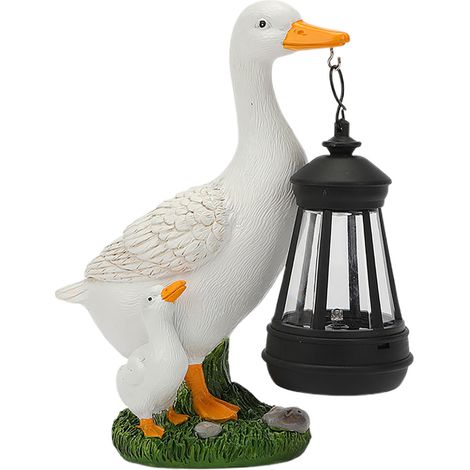 [Decoración para exteriores] Figura de pato LED solar blanca, creativa y luminosa, para jardines y patios (1/5)