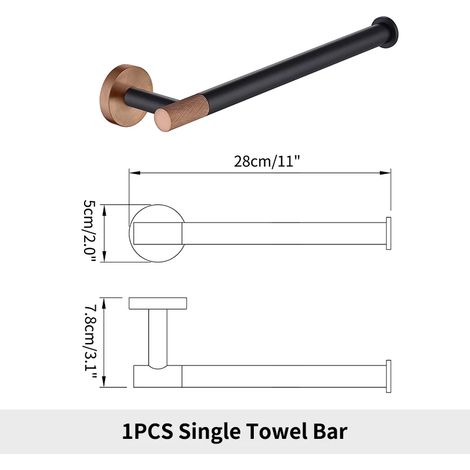(Anneau porte-serviettes 02) Crochet mural en acier inoxydable noir et or rose, porte-peignoir, porte-brosse de toilette, porte-papier toilette, barre porte-serviettes, porte-gobelet, ensemble de sall (1/5)