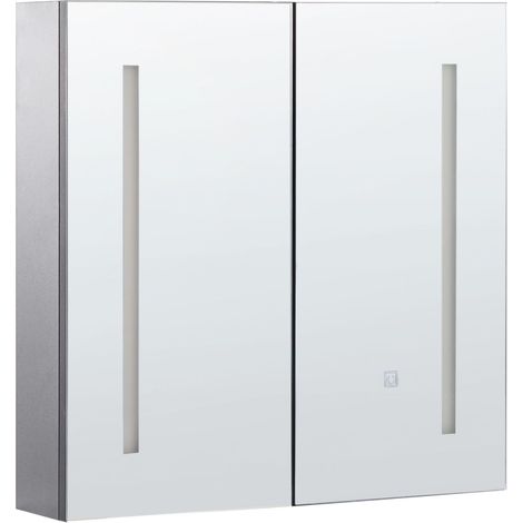 Armadietto da bagno con 2 Ante e specchio con luci LED 60 x 60 cm Chabunco (1/5)