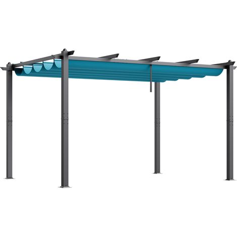 Mophorn 10'x13' Outdoor Retractable Pergola with Canopy, Aluminum-made, Modern Sun Shade for Patios, Gardens, Decks & Backyards - Bule
