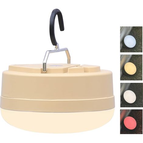 RHG Lampe de camping LED, 4 modes, alimentée par piles AA, avec base magnétique et crochet pliable.