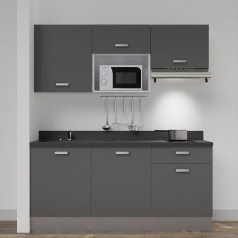 Kochnischen K30L - 180 cm - Grau - Nero - Spüle links (1/5)