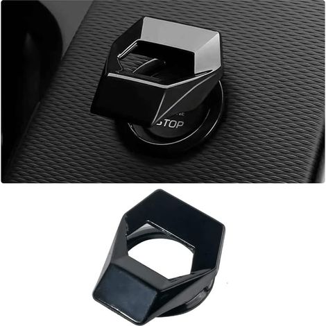 Cache universel pour bouton de démarrage/arrêt moteur, garniture en alliage de zinc pour commande d'alimentation de voiture, accessoire intérieur pour bouton de démarrage à un bouton (noir) (1/5)