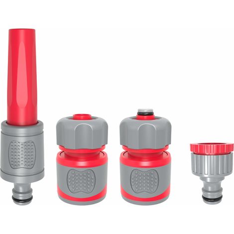 AWTOOLS Kit de Riego 4 piezas 1/2", mango de goma, distribución uniforme, instalación sencilla, material resistente, ideal para jardines y huertos (1/2)