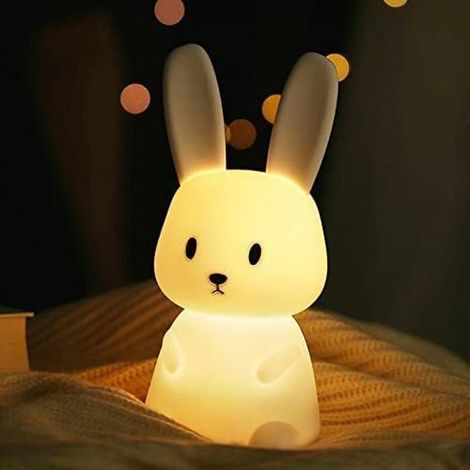 Lampe lapin en silicone, veilleuse mignonne pour animaux de compagnie, facile à utiliser. (1/5)