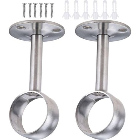 Supports Tringles Rideaux Acier Inoxydable 32 mm Salle de Bain Cuisine Armoire (1/4)