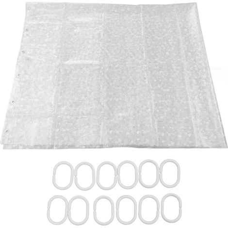 Rideau de douche transparent imperméable PEVA 180x200 cm avec œillets en acier inoxydable (1/5)