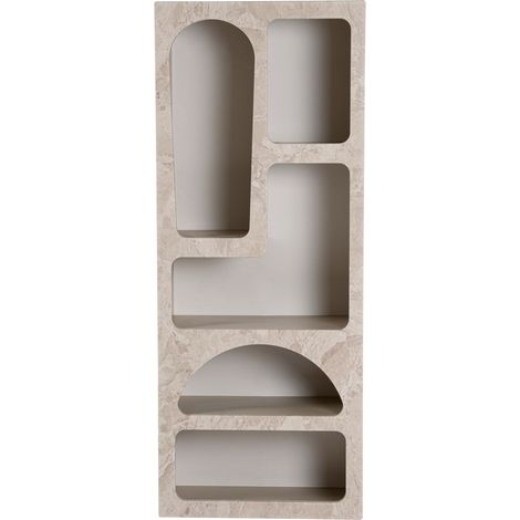 Holz Bücherregal "Venüs" 60 x 32 x 150 cm - Travertinmarmor