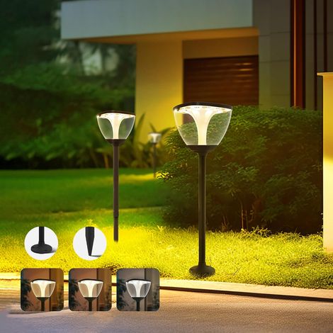 Aluminium Lampe Solaire Extérieur Jardin Lampadaire Solaire Sans Fil IP65 Étanche 2600mAh Batterie Couleur Réglable 3000 4000 6000K Éclairage pour Chemins Jardin 83cm (1/5)