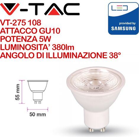V-TAC PRO VT-275 108 Faretto LED Chip Samsung GU10 5W 38° 3000K (1/5)
