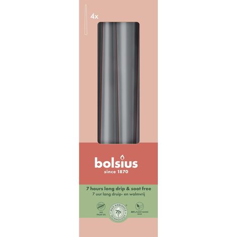 Bougies pointues, lot de 4, gris tempête
