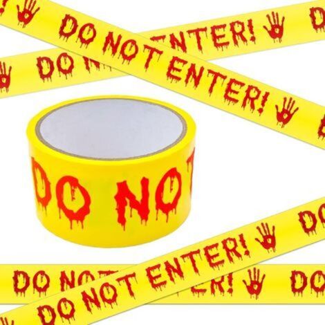 Halloween Decoration Warning Tape, 4.8cm x 25m Spooky Yellow Warning Tape Roll, Danger Warning Tape (1/4)
