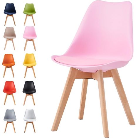 Dining Chairs Designer Side Chairs Wooden Legs Office Home Commercial EVA PINK 1 (1/5)