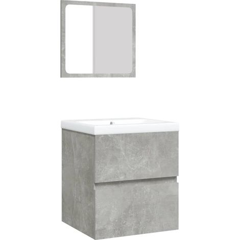 Mueble de baño con lavabo y espejo gris hormigón 020006644