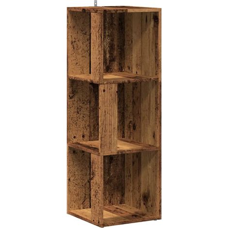 Mobile angolare classico contenitore compatto 33 x 33 x 100 cm legno composito finitura effetto legno anticato 020050928