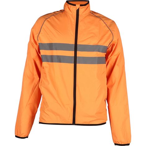 Veste de cyclisme en polyester respirante, imperméable et coupe-vent, réfléchissante orange XL pour moto et vélo (1/5)