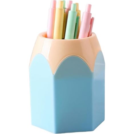 Pen Holder, Large Capacity, Lightweight, Portable, Girls, Multifunctional, Cute, Desk Storage, Tabletop, Stylish, Cute, Cool, Simple, Clear, Vertical, Long, School, Cylindrical, Round, Children(blue) (1/5)