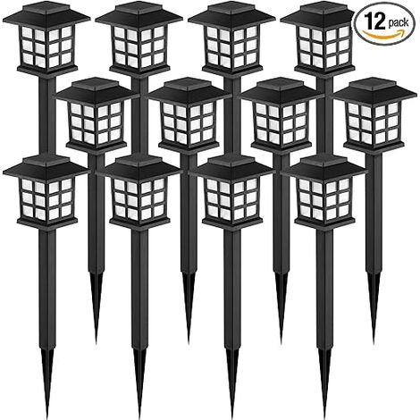 Lampes solaires LED extérieur GIGALUMI lot 12, étanches jardin allée terrasse éclairage 10h longue durée (1/5)