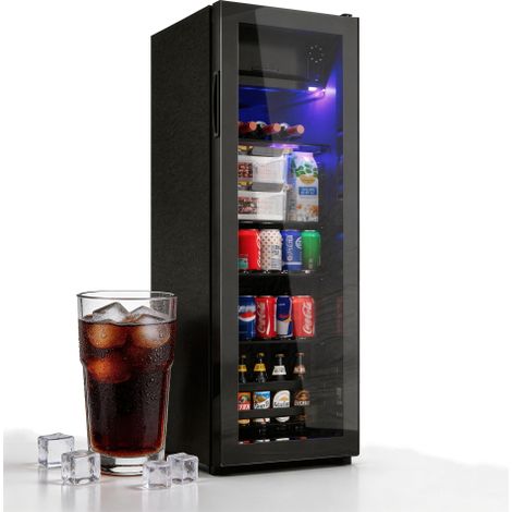 128LMini-Kühlschrank,8L-Gefrierschrank+120L-Kühlschrank,fasst 94 Dosen Limonade, Wasser, Bier oder Wein. Geräuscharmer Betrieb,Kompressorkühlsystem, energieeffizient,verstellbare Einlegeböden,blaueLED