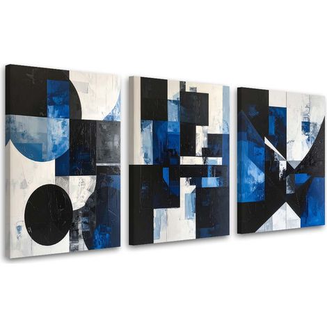 Set de tableaux sur toile Abstraction violette : cercles et formes 3 x 20x30 (1/4)