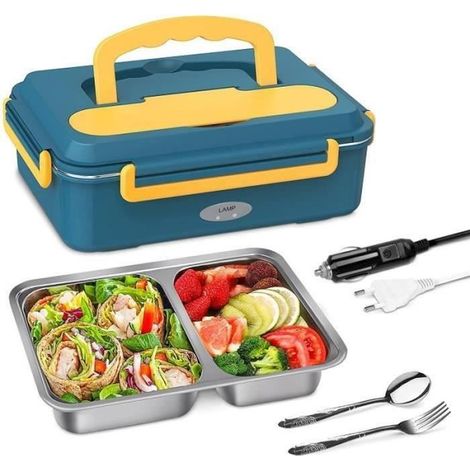 LUNCH BOX - BOITE A REPAS Boîte Chauffante Électrique Lunch Box Chauffant 220V 12V24V Boîte Repas en Acier Inoxydable avec 2 (1/4)