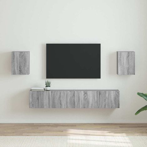Mueble de TV Montado en la Pared 2 pcs Gris