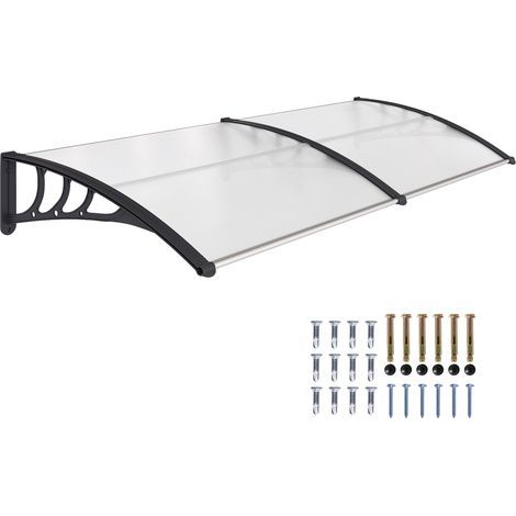 Eingangsvordach. Robustes Außentürvordach aus Polycarbonat und Aluminium, das Terrassen und Balkone vor Regen und UV-Strahlung schützt. 195 x 75 cm. Transparent. (1/5)